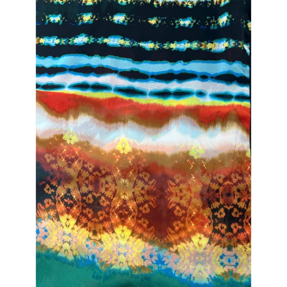 Chenault Womens 3X Kimono Top Tie Front Kaleidoscope Tie Dye Print Sheer Blouse - Picture 4 of 6